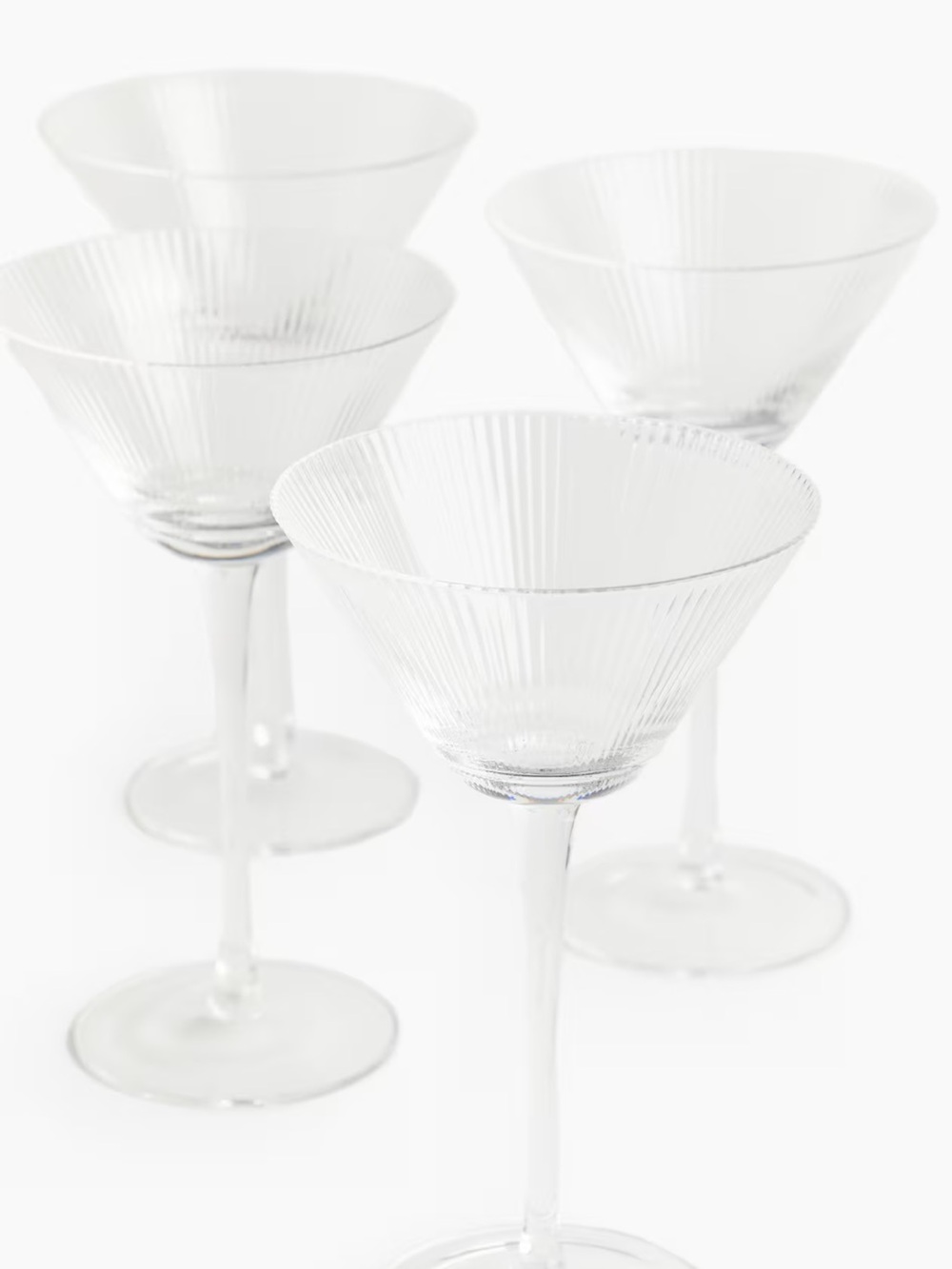 H&M home 4 pack fluted cocktail glasses